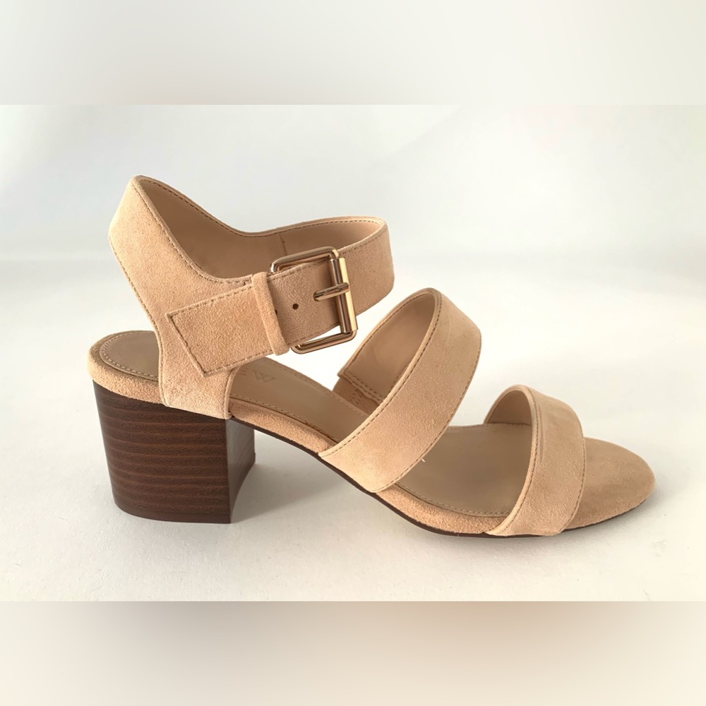 J. Crew triple strap suede block heel in size 8. In a perfect neutral beige.